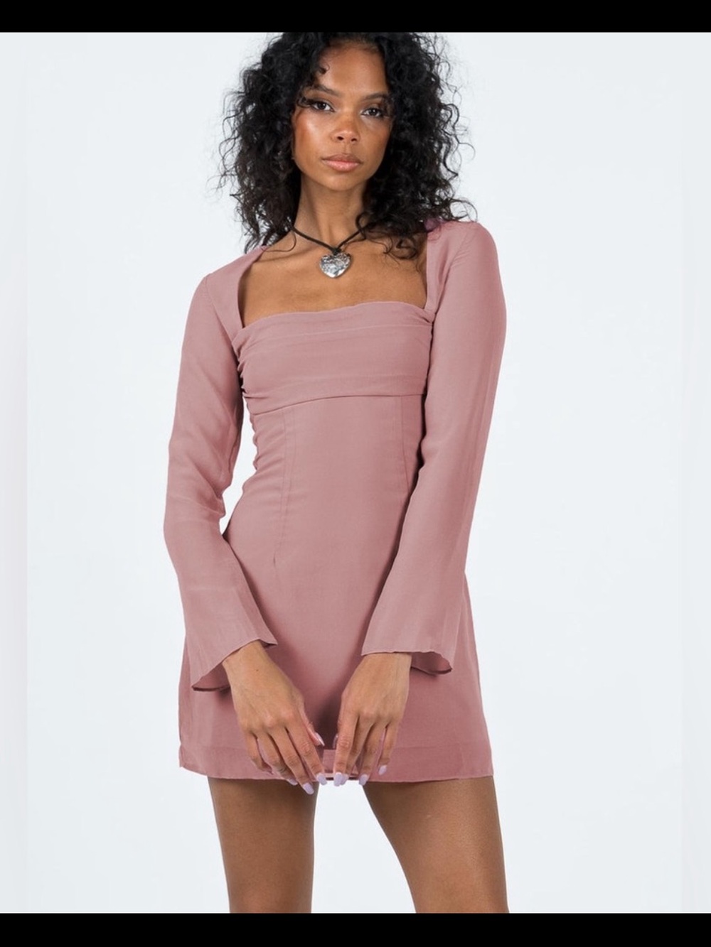 Princess Polly Cavanagh Long Sleeve Mini Dress Dusty Pink size 4